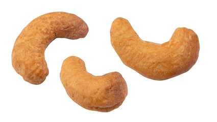 Roasted Cashew nuts isolated on white background