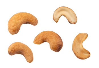 Roasted Cashew nuts isolated on white background