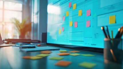 Digital Project Planning on Large Screen Display