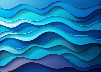 Fototapeta premium Abstract Blue Paper Cut Wave Layer Background for Fashion Photography Inspiration