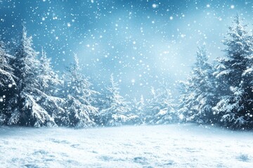 Fototapeta premium Winter season background with With Snow and Pine Trees