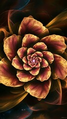 Obraz premium Beautiful fractal flower in yellow and red. Computer generated graphics.
