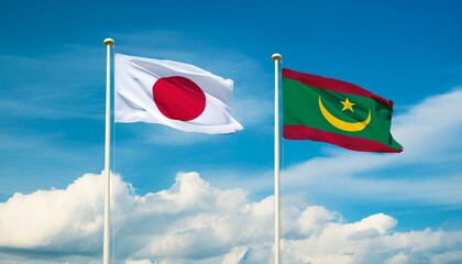 日本の国旗とモーリタニアの国旗(Japan flag & Mauritania flag.)
