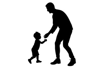 Father and son playing Silhouette | vector silhouette illustration on white background