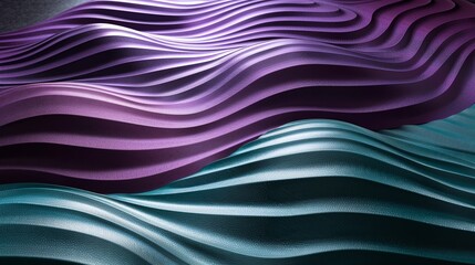 Fototapeta premium Wallpaper 3d render of a wavy background with a modern design in purple and turquoise colors