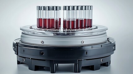 Blood Sample Tubes On Laboratory Rotating Platform