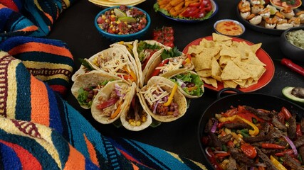 Fajitas, wheat tortillas as taco wraps. Mexican cuisine