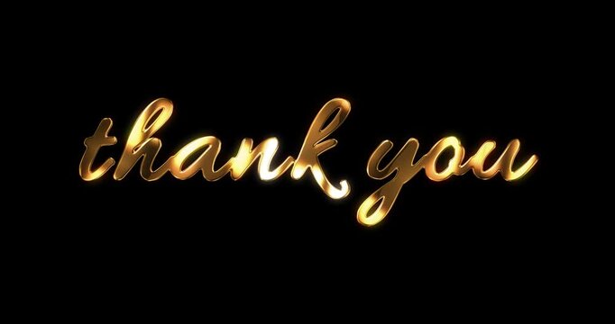 thankyou text with gold effect on black background