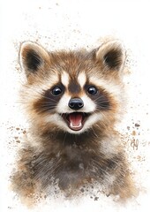 Obraz premium A cute animal at a party with a simple background and a surprised expression. 