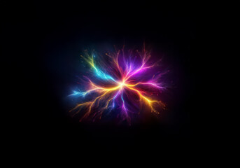 Fototapeta premium Abstract colorful light streaks radiating outward from a central point, creating a dynamic and energetic design.