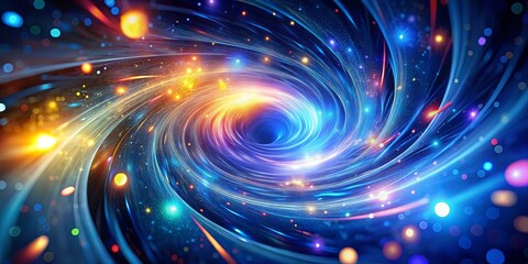 Obraz premium A luminous, swirling vortex of light and color, emanating from a dark core and expanding outward, resembling the energy of a celestial event.