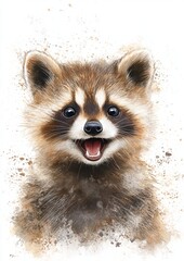 Obraz premium A cute animal at a party with a simple background and a surprised expression. 
