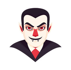 Spooky Vampire Face Illustration with Transparent Background for Halloween Design Element.