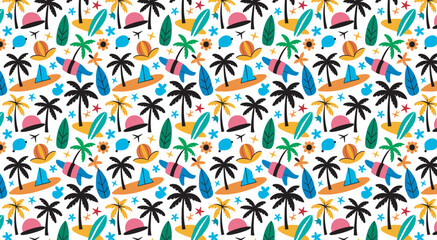 Travel seamless pattern Vector Design 