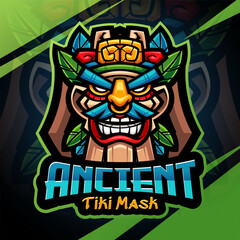 Tiki mask esport mascot logo design