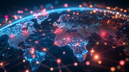 Obraz premium Digital representation of Earth with network connections