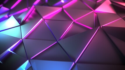 Wallpaper Abstract background forming glowing purple and blue triangles, ideal for technology and video game themes