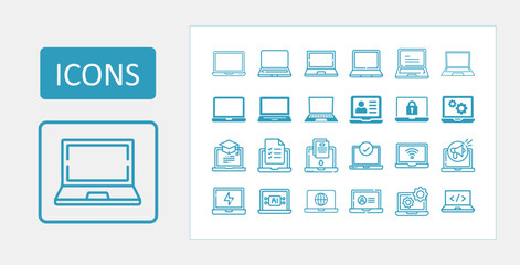 Laptop icon set vector. Computer icon set vector