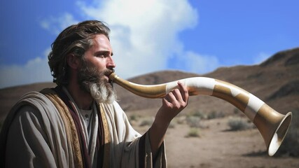 The priests blew the trumpets, christian motion loop