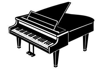 Piano and Keyboard Silhouette | vector silhouette illustration on white background