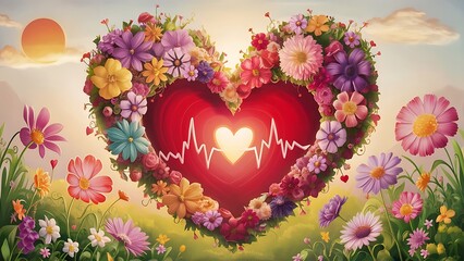 Flower background with heart.