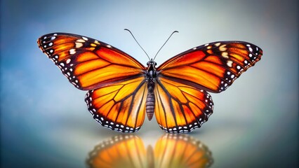 Fototapeta premium A stunning orange Monarch butterfly stands out against a transparent background, embodying the beauty of nature and wildlife with its vibrant colors and delicate wings.