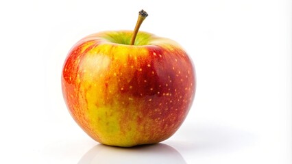 A Single, Ripe Apple with a Red and Yellow Skin, Isolated Against a White Background