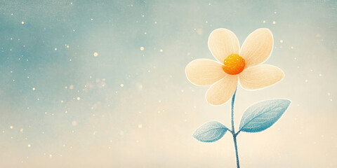 A single delicate flower blooming in a snowy background, symbolizing resilience and beauty in a cold environment. Ideal for nature and minimalist designs.