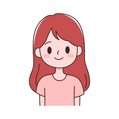 Cute Beautiful Young Girl Cartoon Character with Smiling Expression