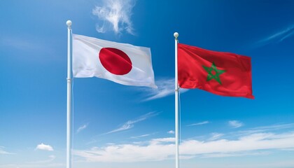 日本の国旗とモロッコの国旗(Japan flag & Morocco flag.)

