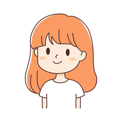 Cute Beautiful Young Girl Cartoon Character with Smiling Expression