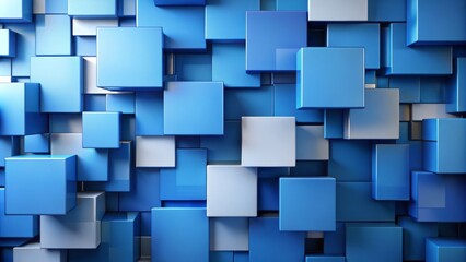 Obraz premium A vibrant composition featuring modern abstract blue squares, perfect for contemporary design backgrounds, evoking a sense of creativity and sophistication in visual aesthetics.