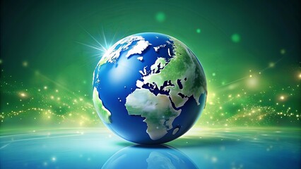 Fototapeta premium A celestial blue and green sphere with a sparkling aura, depicting the interconnectedness of our planet and the vastness of the cosmos.