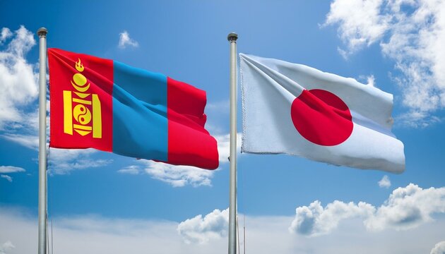 日本の国旗とモンゴルの国旗(Japan flag & Mongolia flag.)

