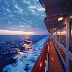 Beautiful seascape with a view from the deck of a cruise ship
