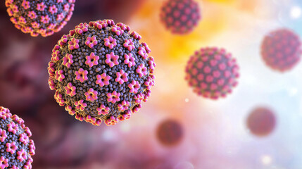 Human Papillomavirus (HPV) Virus Particles 3D Illustration