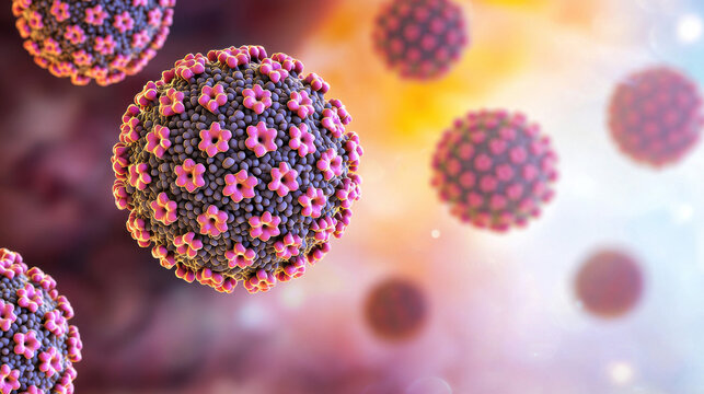 Human Papillomavirus (HPV) Virus Particles 3D Illustration