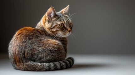 Obraz premium Curled Cat in Minimalist Setting