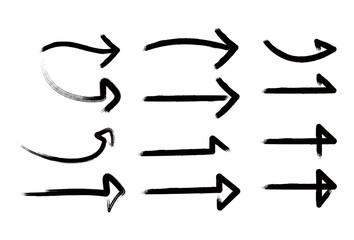Set of Hand drawn vector arrows doodle on white background
