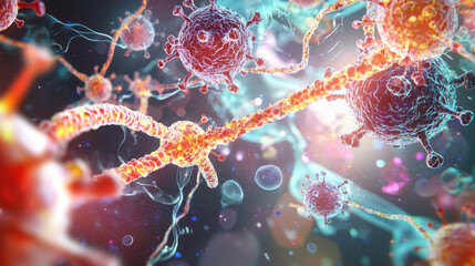 Microscopic view of virus cells
