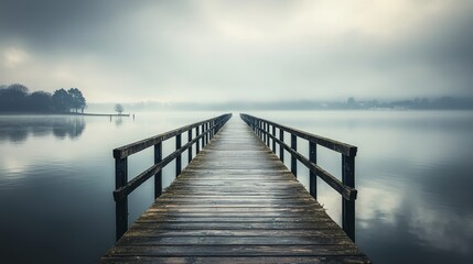 Obraz premium Calm Bridge Leading to Distant Horizon