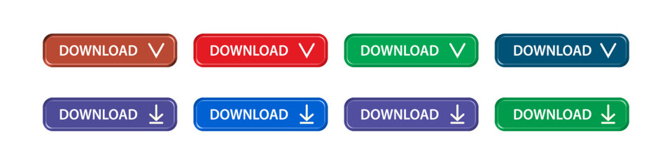 download button as vector element graphic of website or application illustration isolated on white background. set of downloads buttons for app and web graphics design
