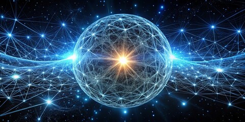 Obraz premium Cosmic Interconnectivity A Web of Light and Connections in the Vast Expanse of the Universe