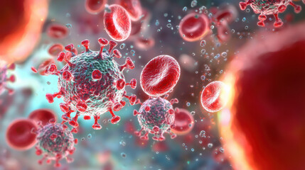 Virus Cells and Red Blood Cells