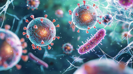 Microscopic View of Viruses and Bacteria