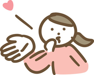 投げキッスをする私服の若い女性(上半身)