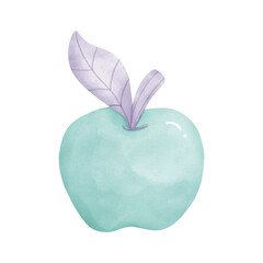 green apple with leaf