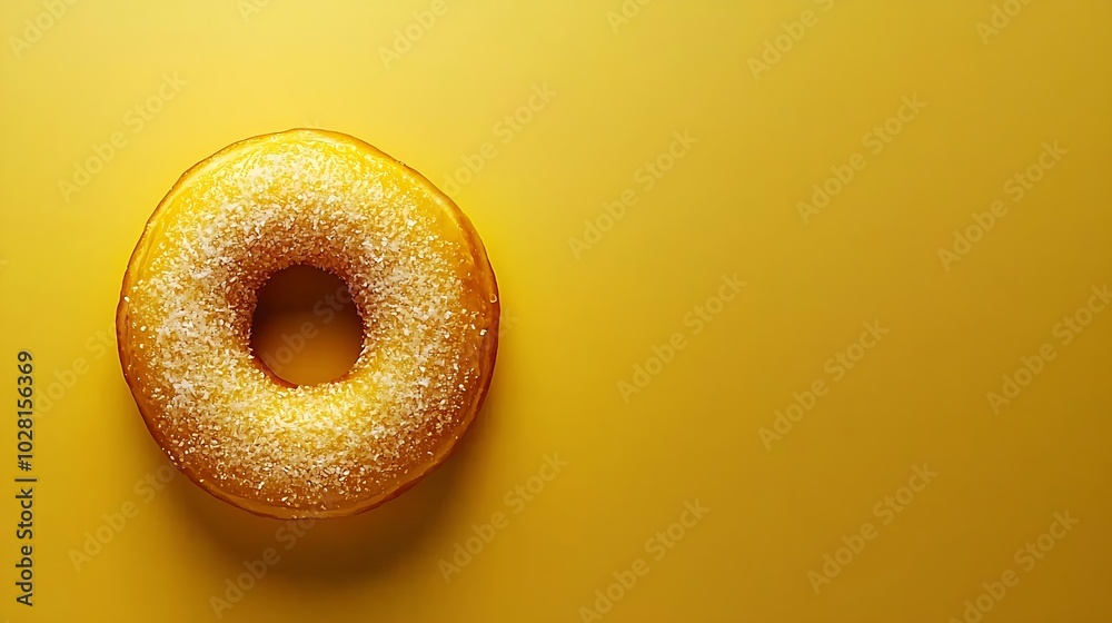 Aufkleber donut on yellow background top view copy space : generative ai