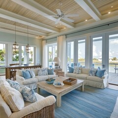 Coastal beach house living room decor
