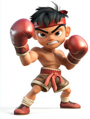 a 3D Asian cartoon character in various sports activities isolated real sport equipment on a white background for sport poster advertisements
